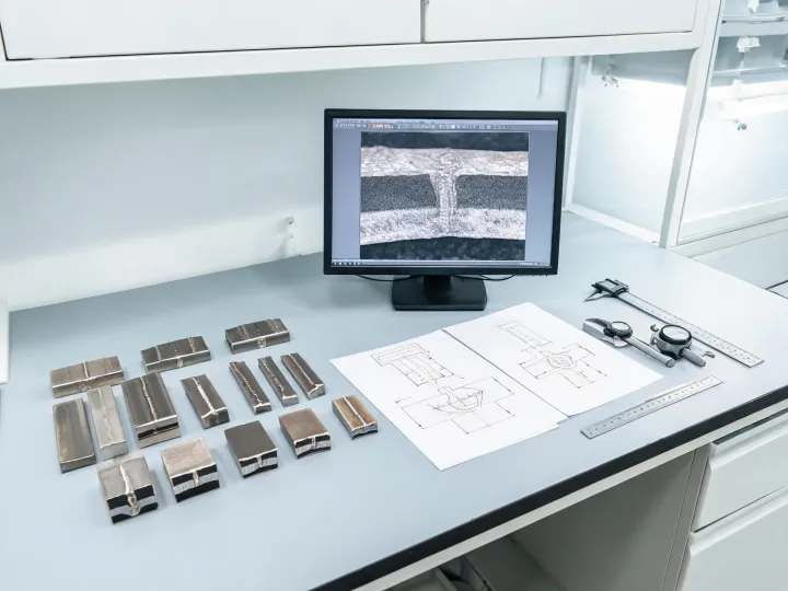 Laser welding sample review desk