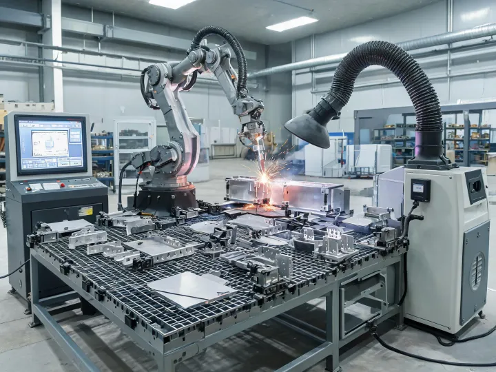 Flexible laser welding cell for mixed fabrication parts